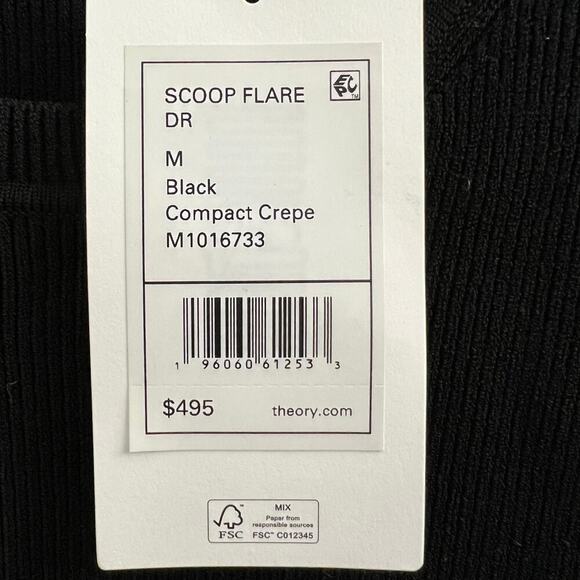 Theory Scoop Neck Compact Knit Mini Dress In Black Viscose, Fit and Flare M - Picture 5 of 9